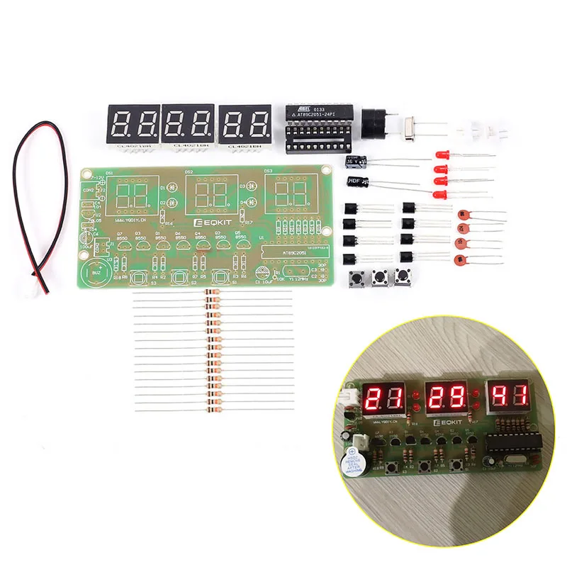 C51 цифровой набор электронных часов DIY Набор шесть 6 бит электронные детали и