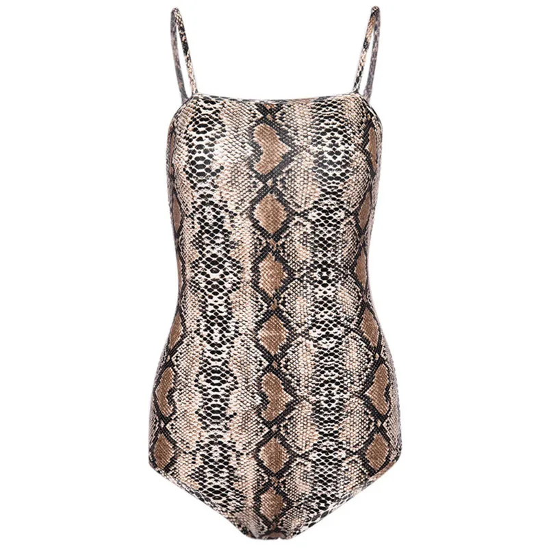 

Summer 2019 snake body Fashion Women Snake Skin Print Backless Stretch Camisoles Straps Bodysuits Bodysuits Fitness Clothing M5