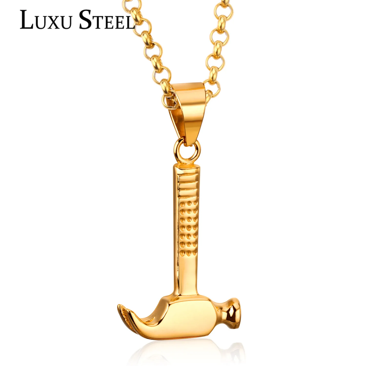 LUXUSTEL Long 60cm Chain Necklace For Women Hiphop Jewelry Hammer Pendant Necklace Statement 