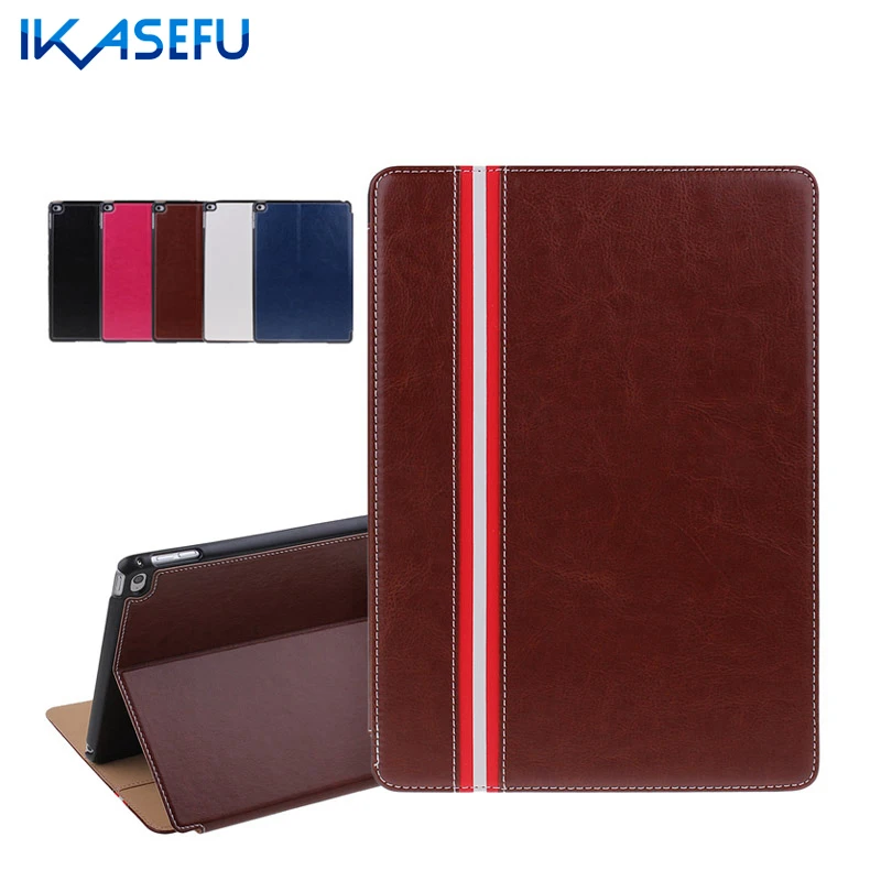 

IKASEFU Filp Stand Shell For Apple ipad 6 / air 2 Striped PU Leather case for Ipad air II 2 9.7 inch Coque Funda Cover for ipad6