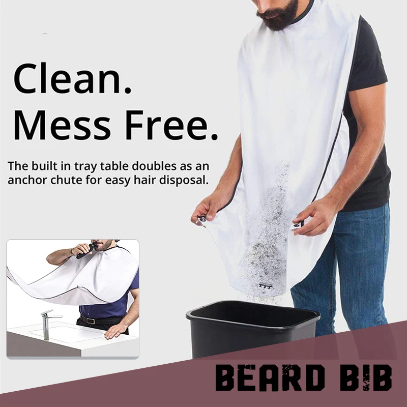 

Beard Care Shave Apron Bib Trimmer Facial Hair Collecting Apron Man Shaving Trimming Catcher & Grooming Cape Apron No more Mess