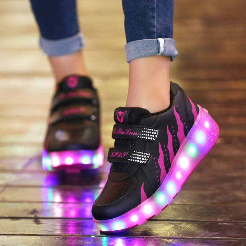 Heelies USB зарядка светодиодный Красочные Дети Мода кроссовки с два колеса роликовые коньки обувь для мальчиков и девочек