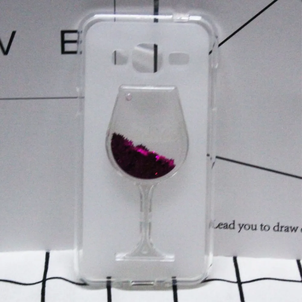 

Soft Silicone Case For Samsung Galaxy J3 (2016) 5" Quicksand Rhinestone Red Wine Glass Pattern Fundas Capa