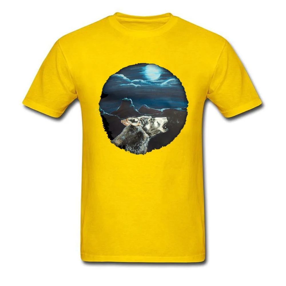 Moon of the Wolf Crewneck T Shirt Summer Fall Tops & Tees Short Sleeve Cheap All Cotton Print Tees Gift Youth Top Quality Moon of the Wolf yellow