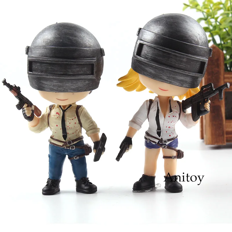 

Playerunknown's BattleGrounds Q Version Bobble Head PVC PUBG Action Figure Collection Model Toys with Magnet 2pcs/set