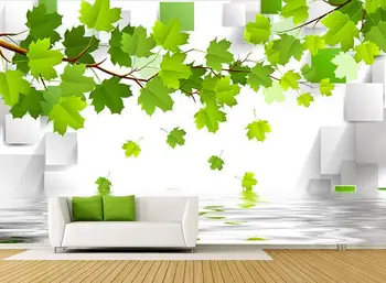 

3d wallpaper custom mural non-woven 3d room wallpaper 3 d water reflection green maple leaves mural photo wallpaper for walls 3d