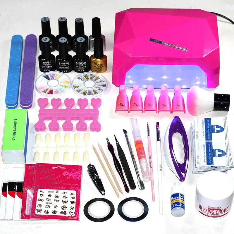 UV Gel Nail Art Kits 36W Nail Dryer Lamp Manicure UV Gel Polish Set French Tips UV Gel nail