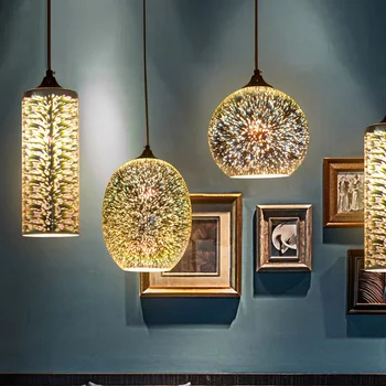 

Fashion creative 3D stained glass chandelier with personalized Art Deco restaurant and bar table fireworks exhibition