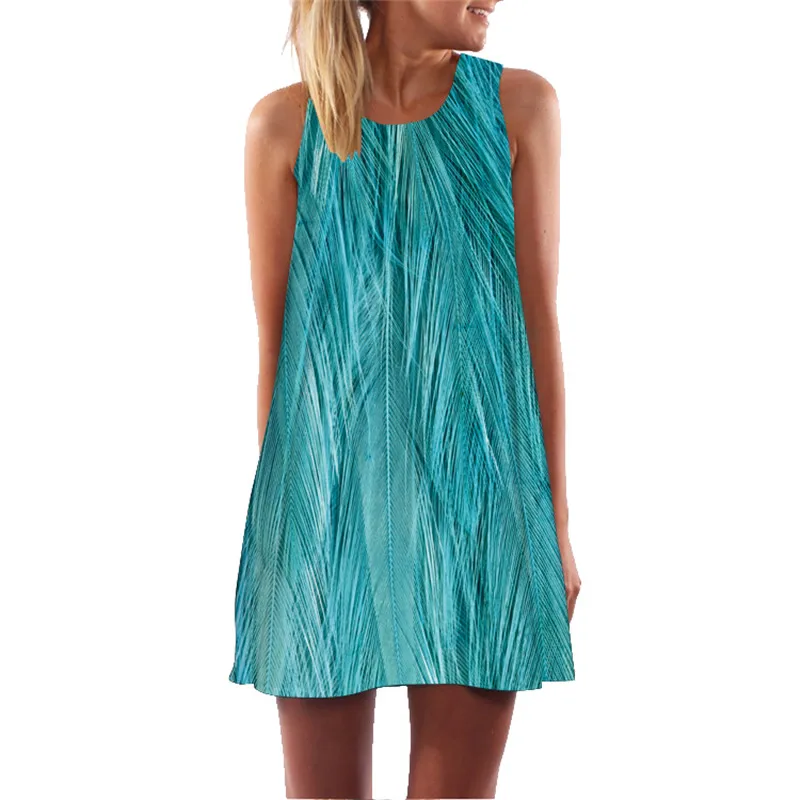 MEIBONA Летнее мини-платье женское платье с цветочным принтом выше колена повседневное свободный пляжный свитер без рукавов жилет платье Vestido sukienki