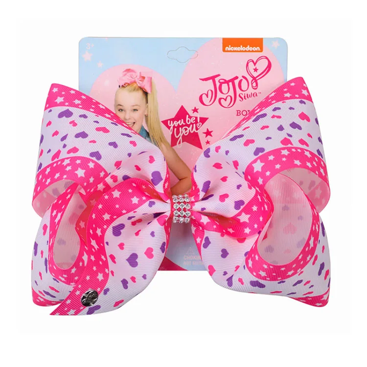 Jojo Siwa Grosgrain ленты большой 8 дюймов банты для волос ручной работы с аллигатором клип узор красивый подарок для детей головные уборы для девушек - Цвет: 19