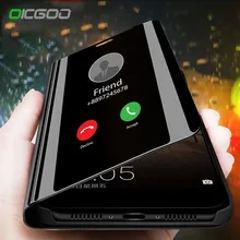 OICGOO Clear View Akıllı Ayna Flip samsung kılıfı Galaxy S9 S8 Artı Not 9 8 Telefon Kapak samsung kılıfı S7 S6 Kenar durumlarda