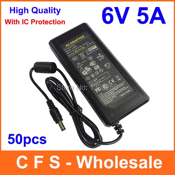 

AC to DC 6V 5A LED Power supply adapter 6V 30W Adaptor 5.5mm x 2.5mm 50pcs Fedex Free shipping High Quality wholesale