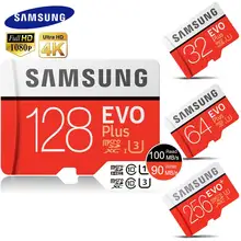 Карта памяти SAMSUNG Micro SD card Карты Памяти EVO+ Плюс 256 ГБ 128 ГБ 64 ГБ 32 ГБ 16 Г Class10 TF Карта C10 sim-карты 100 МБ/С. SDHC/SDXC UHS-I128gb micro sd 128 ГБ