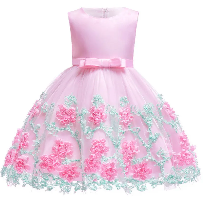 

Flower Girls Dresses for Christmas Clothes Party Baby Girls Sleeveless Big Bow Princess Wedding Dress Children Party Vestidos