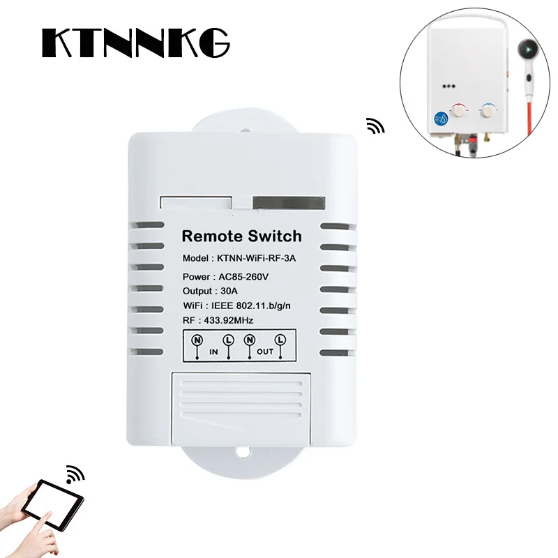 30A водонагреватель Интеллектуальный переключатель Wi-Fi 1Gang 110 v-220 v Беспроводной приемник работает с Alexa помощник IFTTT, голос при помощи приложений и Управление