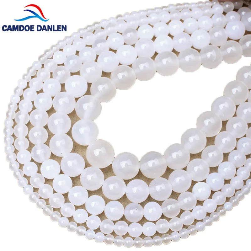

Natural Stone Top Grade White Carnelian Agates Round Beads 4 6 8 10 12MM Fit Diy bracelet necklace beads for jewelry making