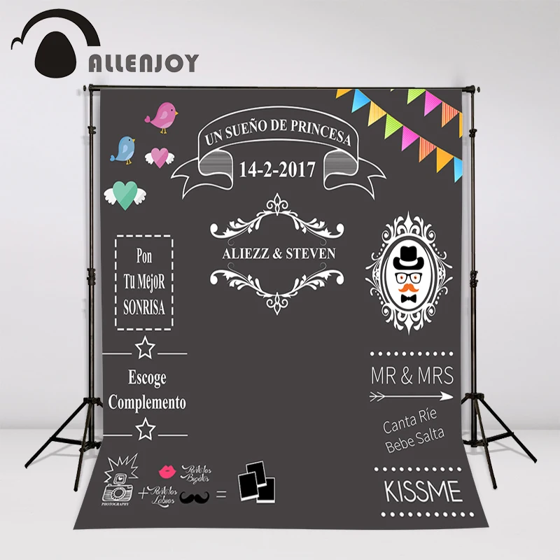 Allenjoy Custom blackboard Wedding Background Sweet love backdrop chalkboard DIY backdrop photocall Excluding bracket allenjoy photo backdrop flower wedding love glitter pink background fantasy props for newborn photocall photobooth customize