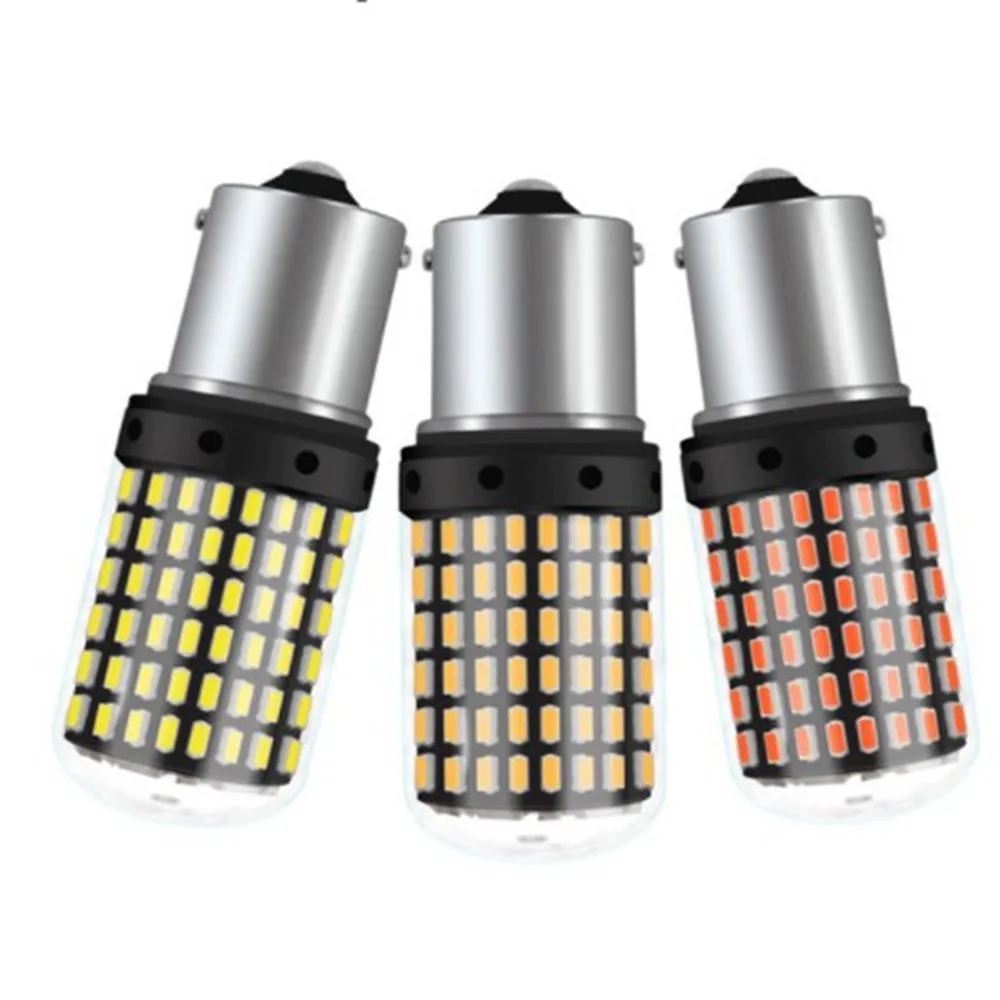 4 шт. T20 7440 W21W светодиодные лампы 3014 144smd LED CanBus No Error 1156 BA15S P21W BAU15S PY21W для указателя