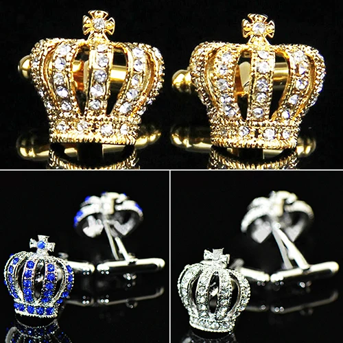 

Bluelans Stainless Steel Vintage Men's Wedding Gift Golden Tone Crown Cufflinks Cuff Links