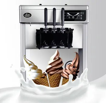 

High quality 220v electric ice cream machine vertical auto soft ice cream maker with cone base 16-22L/h cool box 1.6l store 4.3l