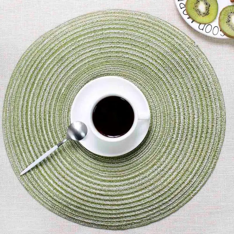 Home Cotton Line Insulated Place Mat Thicken Round Woven Placemat Anti