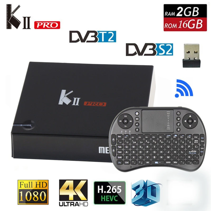 KII PRO DVB T2 Android tv Box 2 Гб 16 Гб DVB-T2 DVB-S2 Android 7,1 Amlogic S905D 5,0G двойной wifi K2 pro 4K Smart tv Box i8 Клавиатура