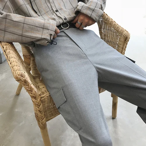 Light Grey Новые мужские Свободные повседневные Черные Серые брюки карго уличная мода хип хоп прямые брюки костюм брюки - Цвет: Light Grey