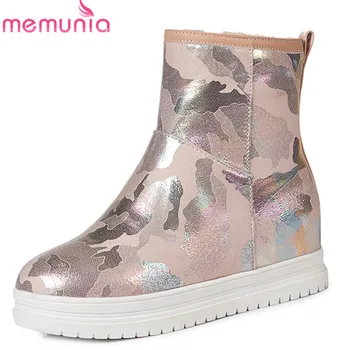 

MEMUNIA 2019 new arrival ankle boots women round toe zipper keep warm snow boots fashion platform shoes woman big size 33-43
