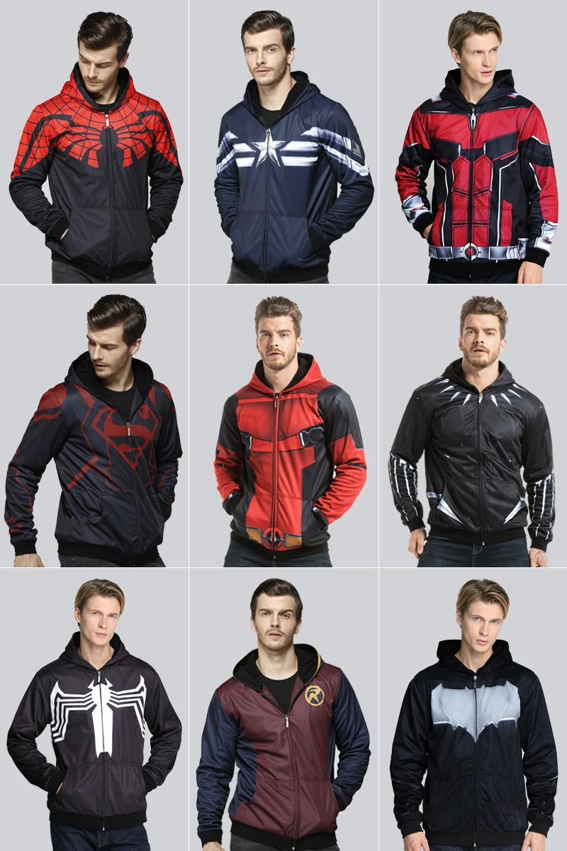 2018 DC Comics Robin Hoodie Winter Thicken Printing Hooded Jacket Venom Streetwear Unisex Casual Sw