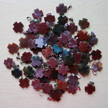 

Wholesale 30pcs/lot charms natural Indian agates stone cross shape pendants 20*20mm DIY jewelry making earrings for woman gift