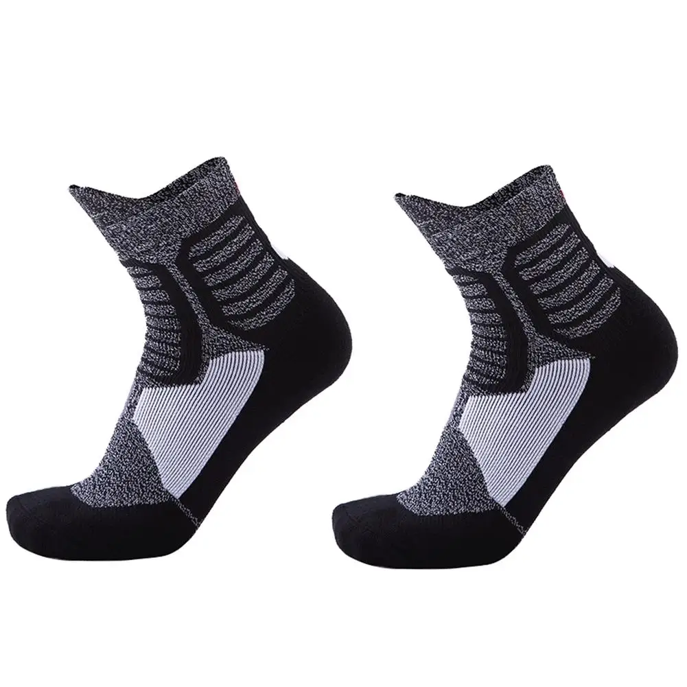 2 шт. гольфы для баскетбола носки для полотенец нескользящие спортивные носки дышащие утолщенные дезодорирующие мужские и женские теннисные носки - Цвет: Черный