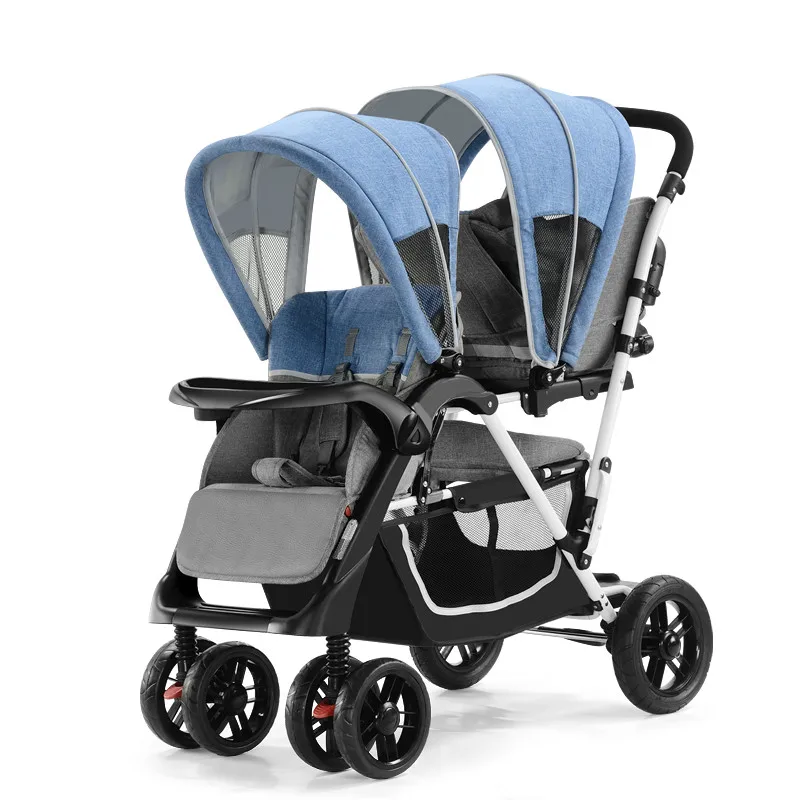Детские коляски Babyfond для близнецов, можно расположить зонтик с высоким пейзажем, складные четыре колеса, двойная коляска, высокое качество, тележка
