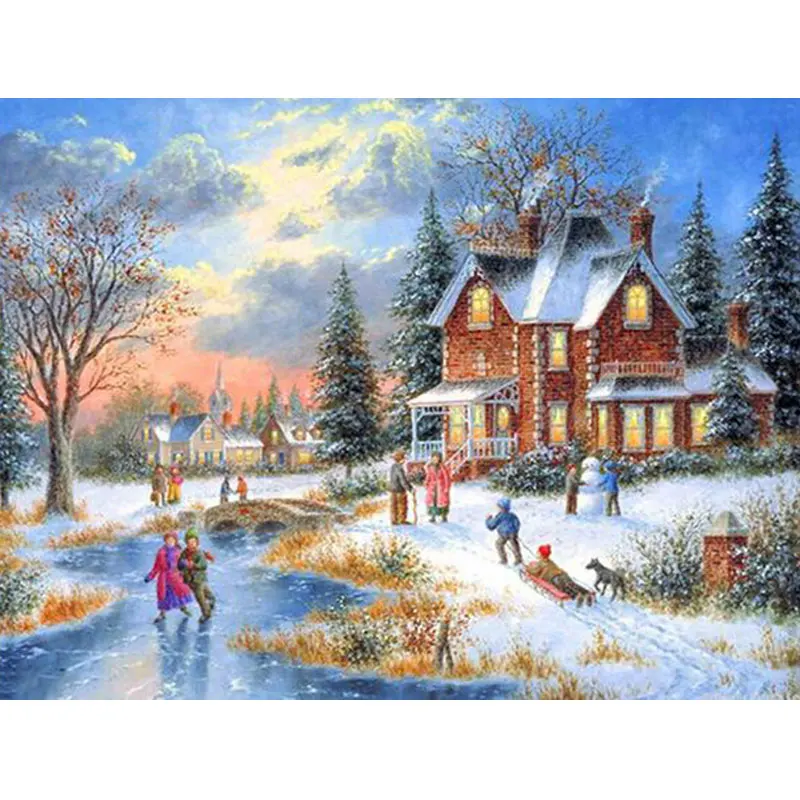 Diamond Painting Christmas Snow Scenery Festival Diamond Painting Cross