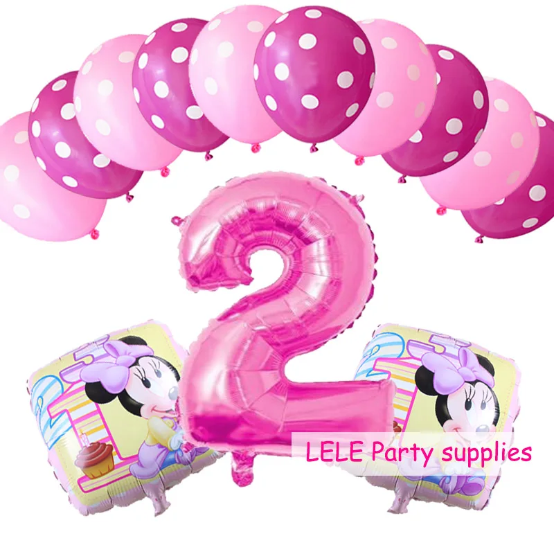 13 шт. Baby Shower 2st День рождения Декор номер Фольга надувные шары Mickey с «Минни Маус» для маленьких мальчиков воздушные шарики для девочек 2,8g Латекс Гелий globos - Цвет: M