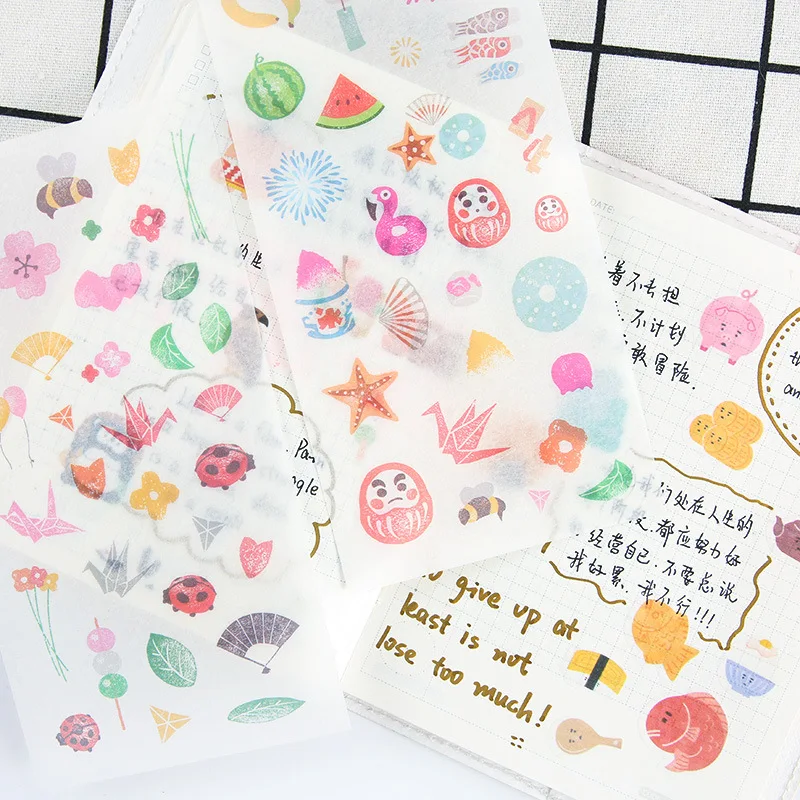 6 Sheets/pack Japan Style Decorative Stationery Stickers Scrapbooking