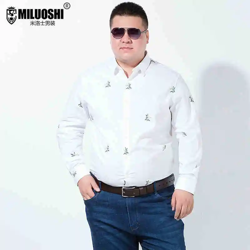 Плюс 10XL 8XL 6XL 5XL 4XL Мужская Повседневная рубашка с принтом в стиле пэчворк в полоску с длинным рукавом Тонкая дышащая белая Осенняя мужская рубашка - Цвет: 1