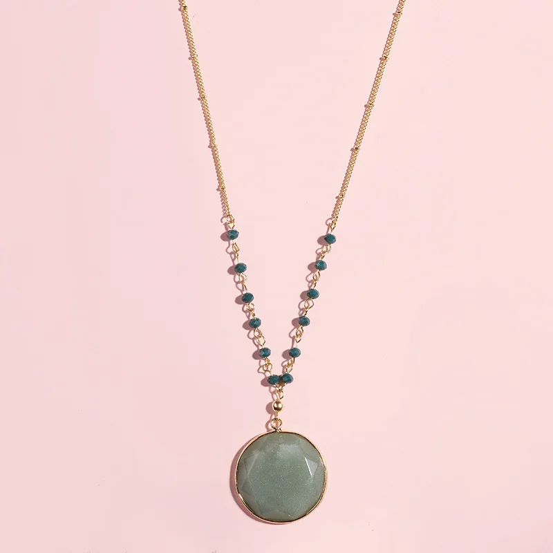 Ожерелье из натуральных круглых камней Opa green lpink Кристальное ожерелье для женщин ювелирные изделия