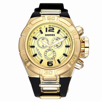 

Luxury Brand SHHORS Watches Big Dial Men Sports Watches Luxury Quartz Gold Watches Men Silicone Montres Homme Relogio Masculino