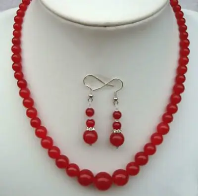 

Noble Elegant 6-14mm Red Ruby Jewelry Necklace/Earrings Set>>18K gold plated watch wholesale Quartz stone CZ crystal