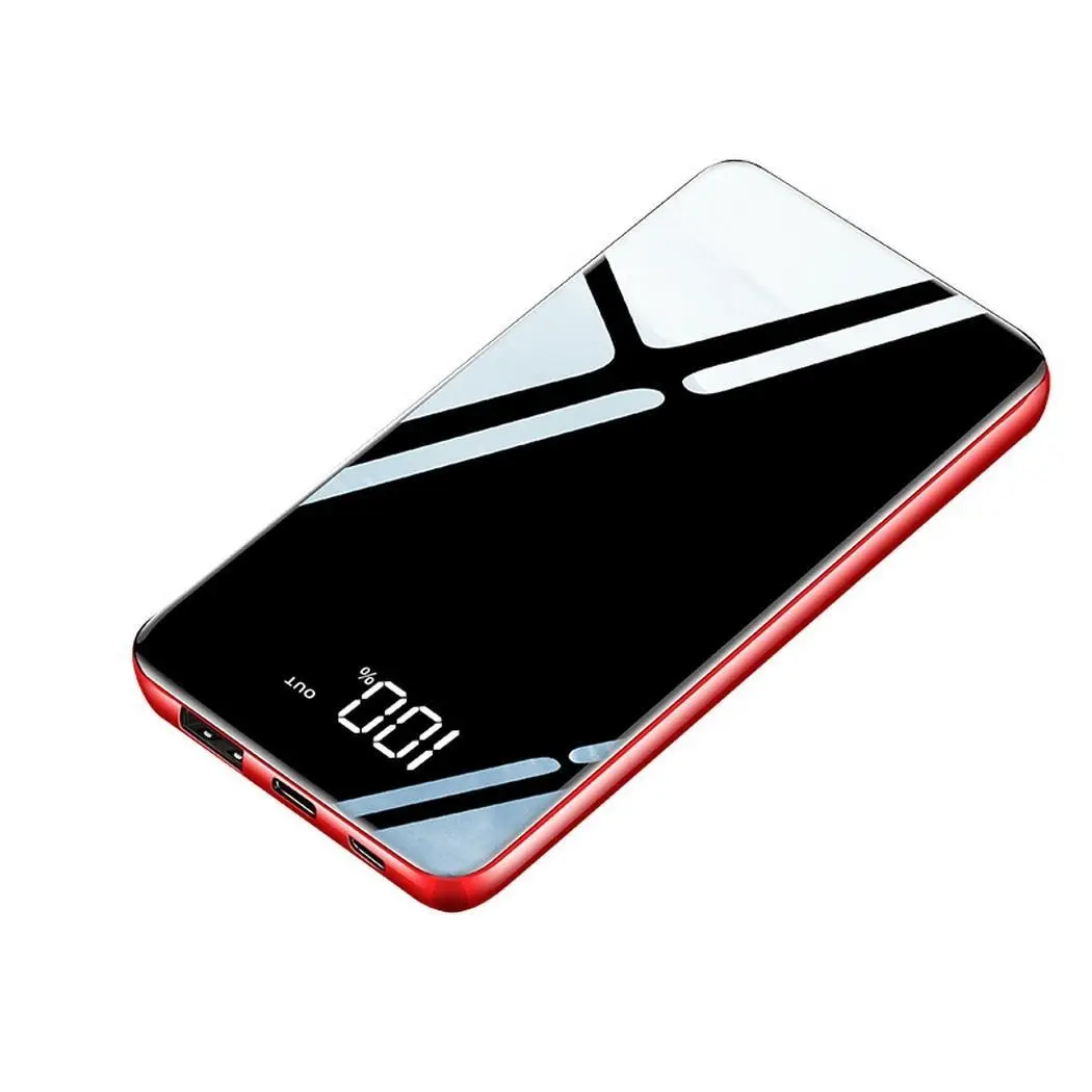 Ультра-тонкий 20000 мАч Мощность банк Портативный ЖК-дисплей Дисплей Dual USB чрезвычайных 5 V/2A Мощность Дополнительный внешний аккумулятор для сотовых телефонов для Xiaomi Mi 9 huawei - Цвет: red