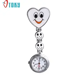 Otoky Горячее предложение уникальный Poaket брелок часы Для женщин улыбающееся лицо Сердце Клип на кулон Медсестра Брошь карманные часы Прямая