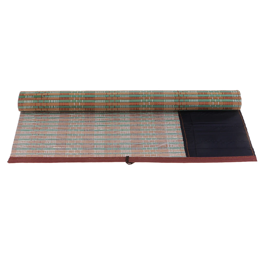 1Pcs Portable Pen Roll-up Pouch Chinese Bamboo Writing Brush Roll Bag Holder Case Pouch Calligraphy Tools