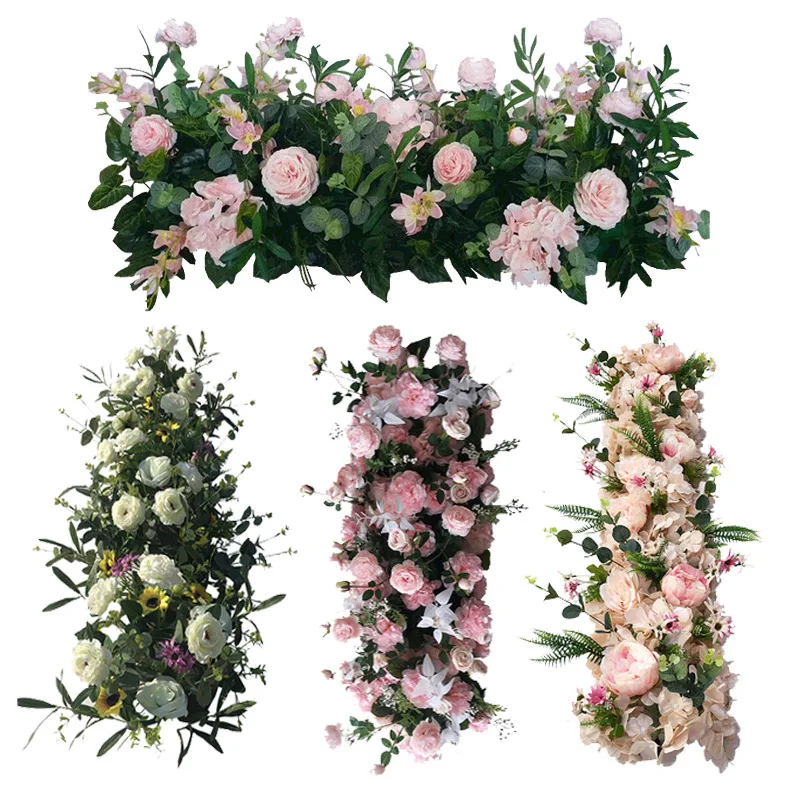 

Artificial Rose Hydrangea Peony Flower Row DIY Wedding Party Christmas Decor Photography Scene Stage Effects Decorations Flores