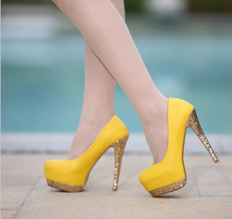 womens yellow heels