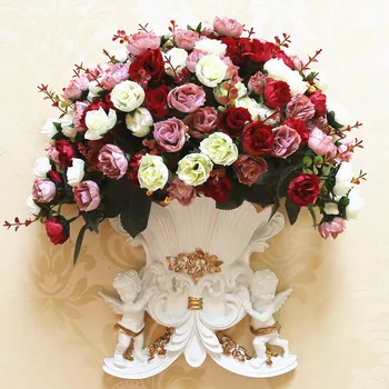 

European style of the ancient murals wall decoration wall Angel American flower vases basket hanging wall of the living room