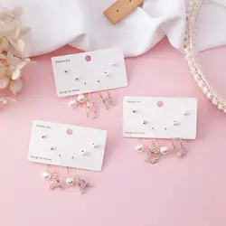 MENGJIQIAO 2019 новый корейский дизайн кристалл буквы серьги наборы для женщин девушки мода ювелирные изделия имитация жемчуга серьги-гвоздики