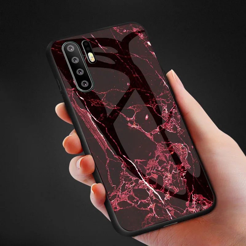 Чехол из закаленного стекла Leanonus Marble для Huawei Mate 20 Pro глянцевый Гладкий защитный