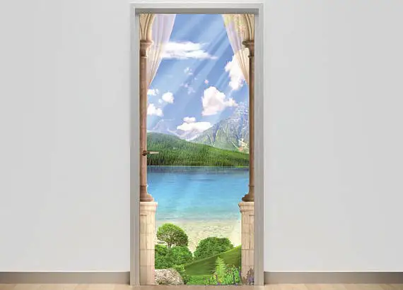 3D современные приморские арки двери Настенные обои фотообои настенная печать наклейка на стену деко Настенная роспись фото самоклеящаяся дверная пленка