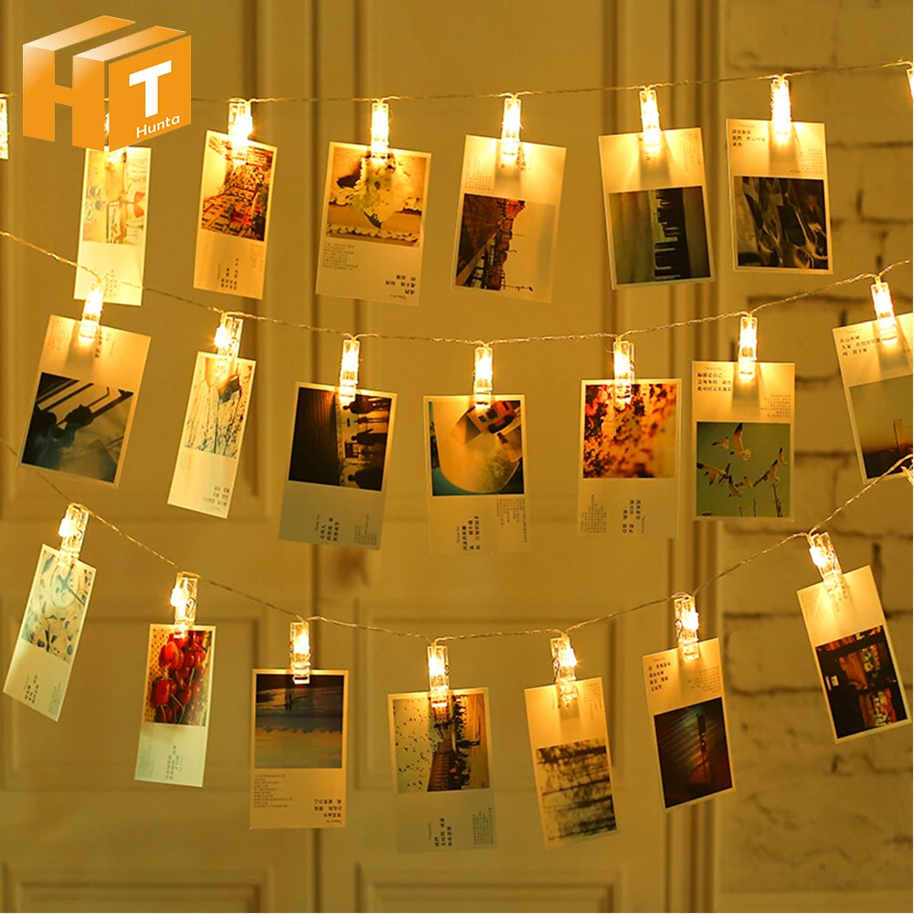 

LED String Light Clip Lamp 20LED 40LED 100LED Card Photo Decoration Christmas Wedding Holiday Light.