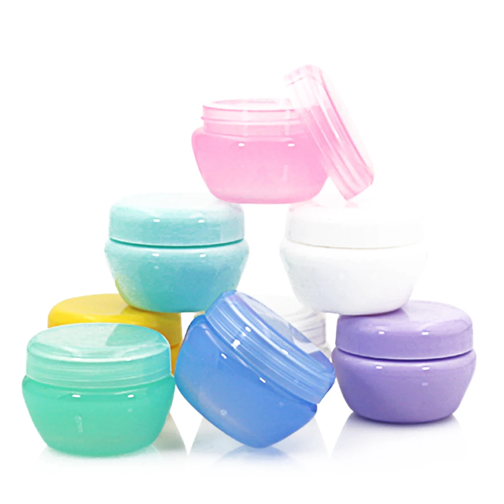 

8Pcs Cosmetic Empty Container Plastic Makeup Sample Round Pot Jar Mushroom Shape Cream Container With Screw Cap Lid For Eye Shad